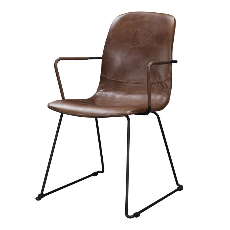 Foundry Select Lamont Genuine Leather Upholstered Dining Chair Wayfair